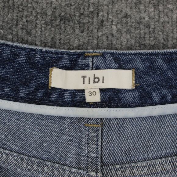 Tibi Jeans Womens 30 Classic Brancusi Denim Blue Relaxed Wide Leg Cropped Baggy - Picture 9 of 16